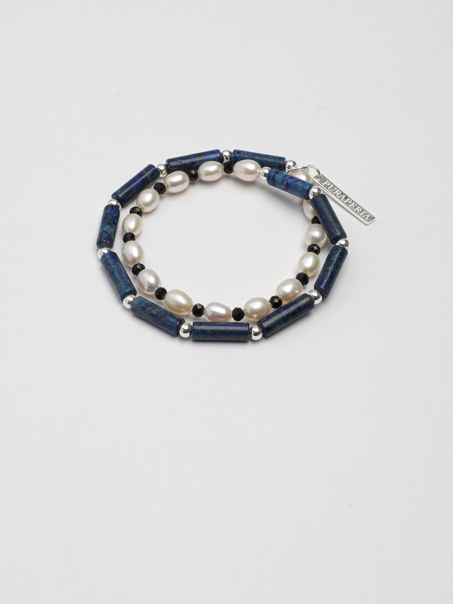 The Aegean Lapis and Oval Rice Pearl Double Strand