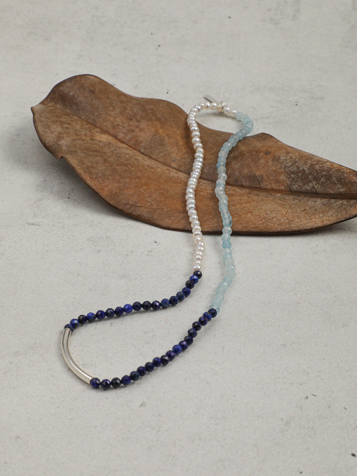 "Astra" Lapis & Aquamarine Triple Wrap Bracelet