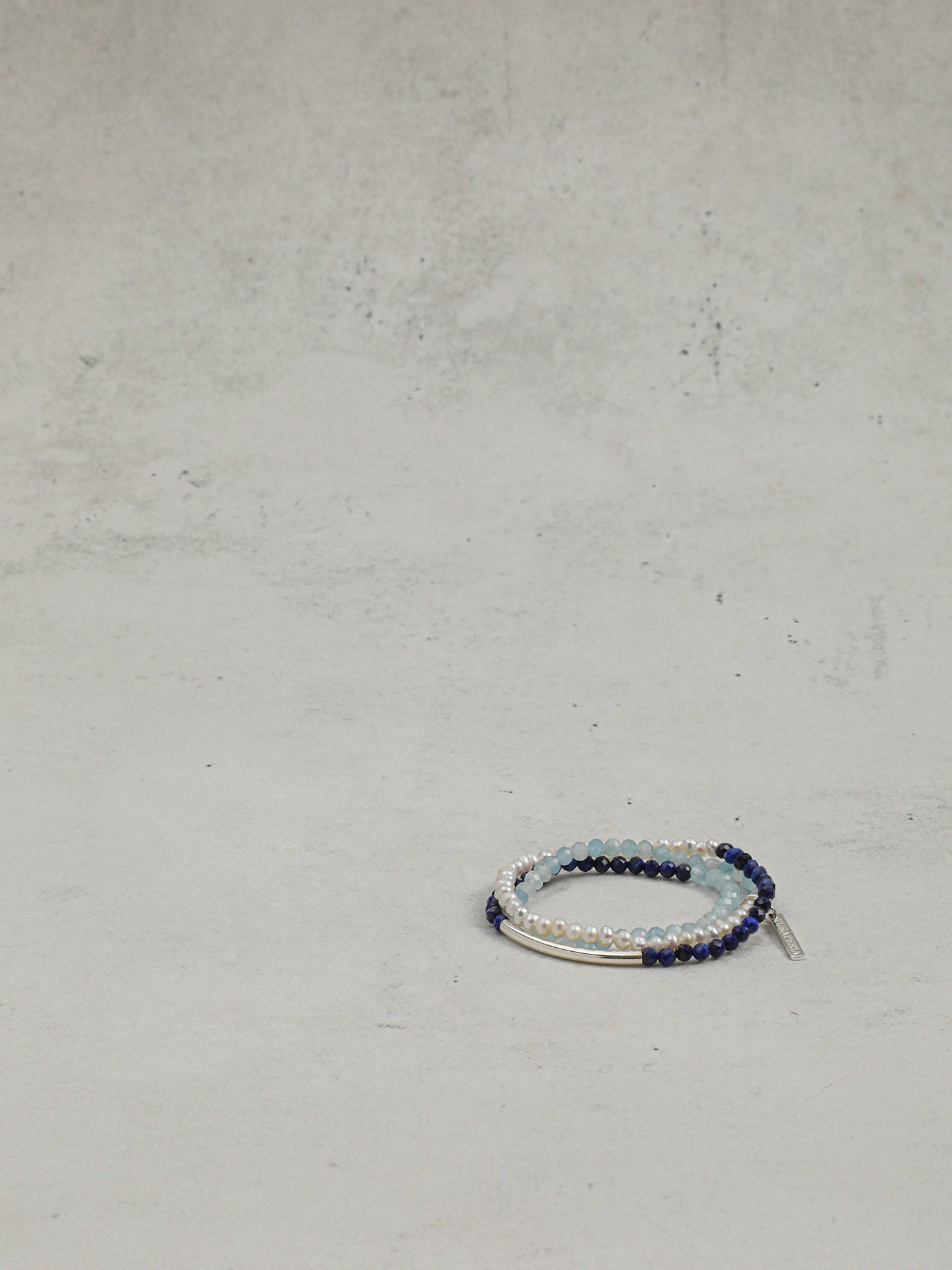 "Astra" Lapis & Aquamarine Triple Wrap Bracelet