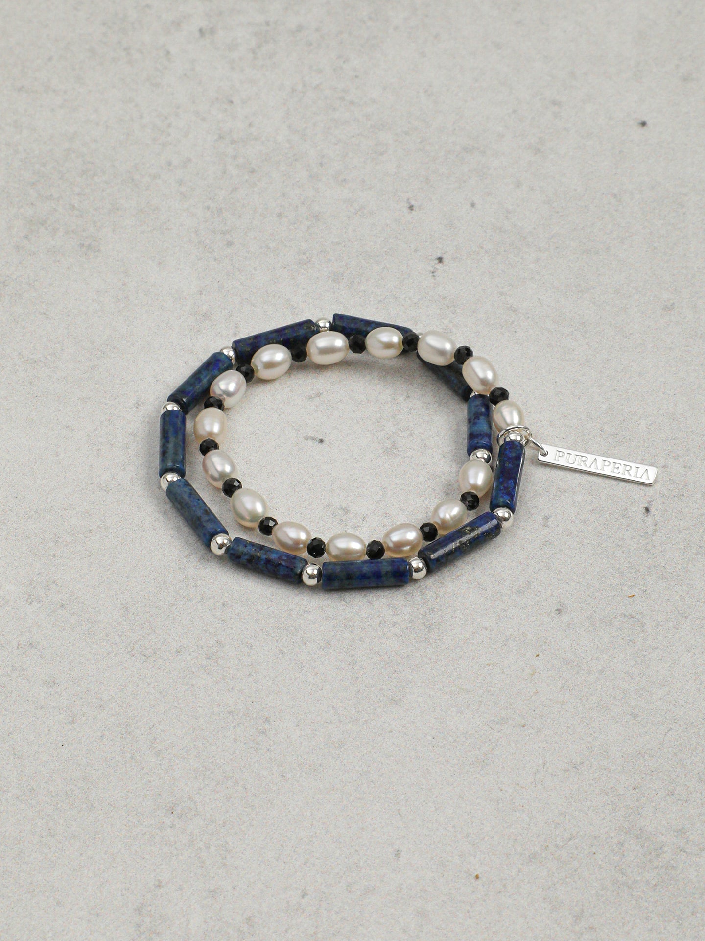 The Aegean Lapis and Oval Rice Pearl Double Strand