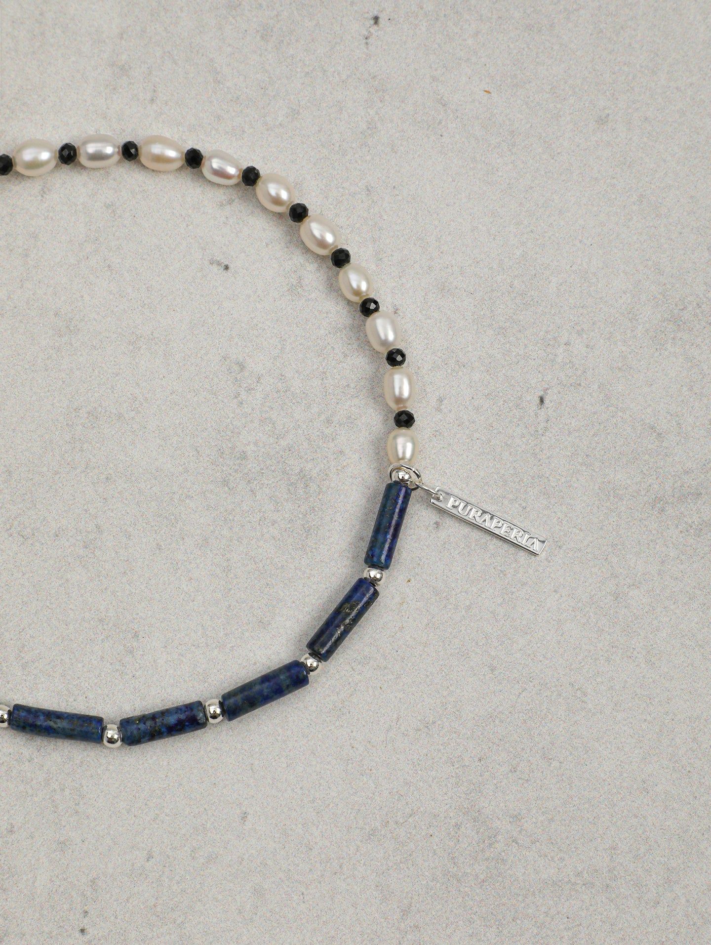 The Aegean Lapis and Oval Rice Pearl Double Strand