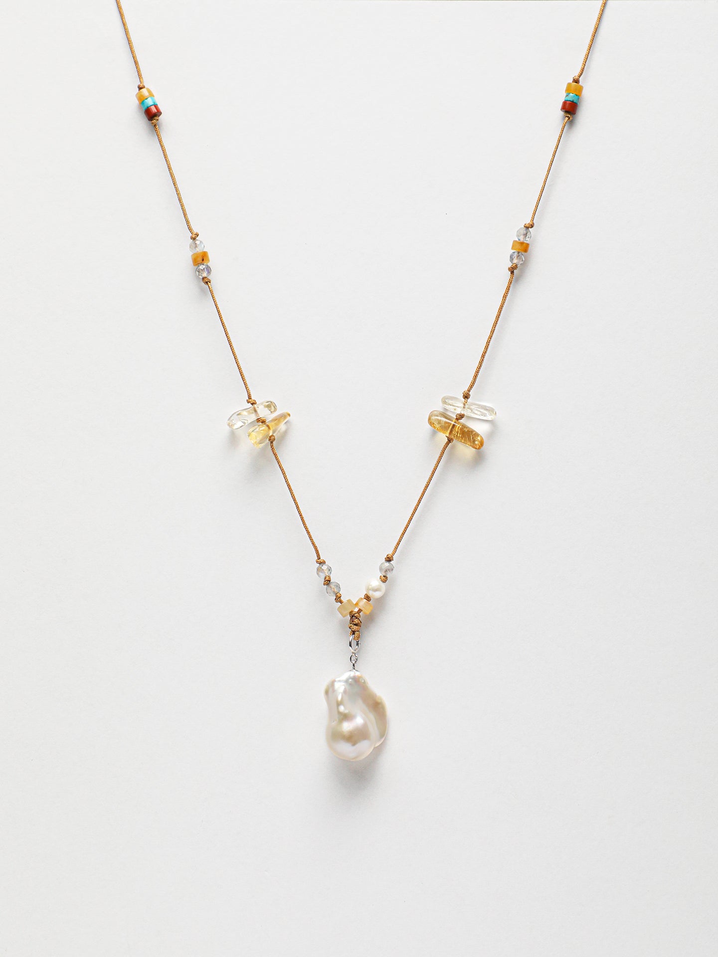 The Aurelia Baroque Pearl and Asymmetric Citrine Necklace