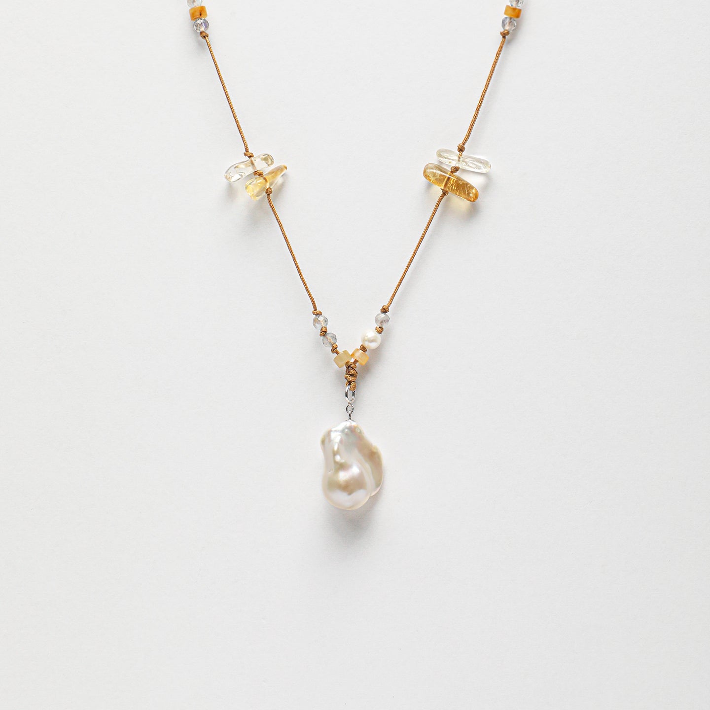 The Aurelia Baroque Pearl and Asymmetric Citrine Necklace