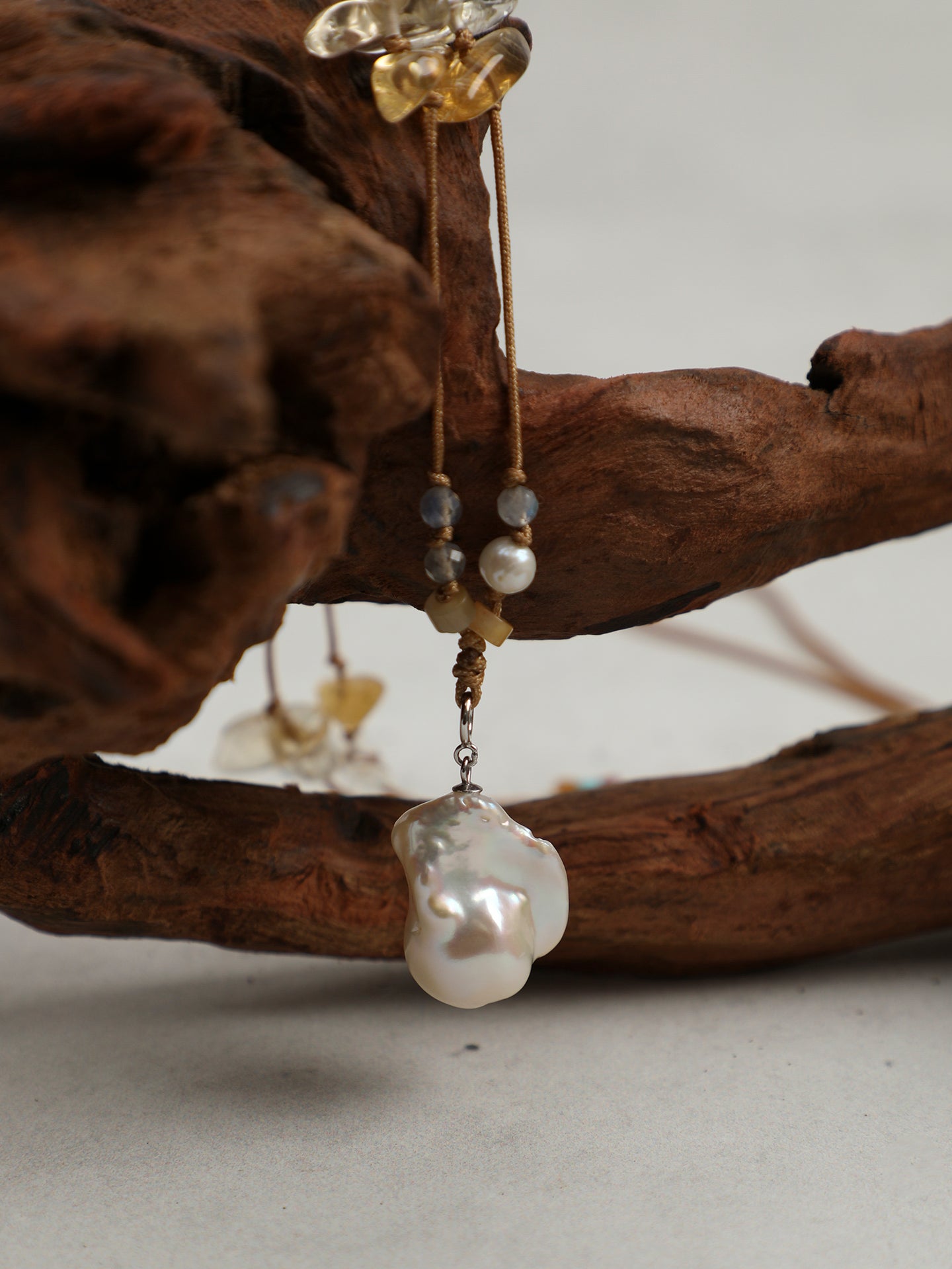The Aurelia Baroque Pearl and Asymmetric Citrine Necklace
