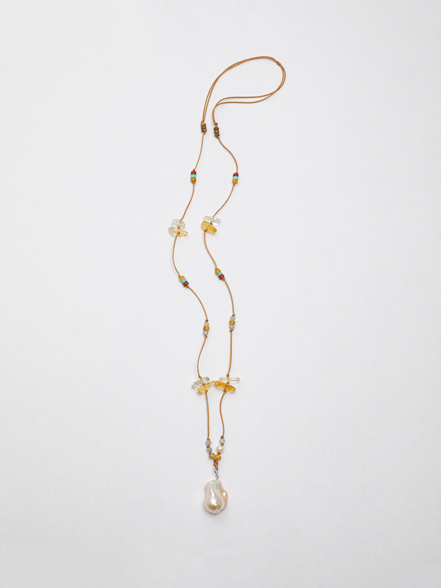 The Aurelia Baroque Pearl and Asymmetric Citrine Necklace