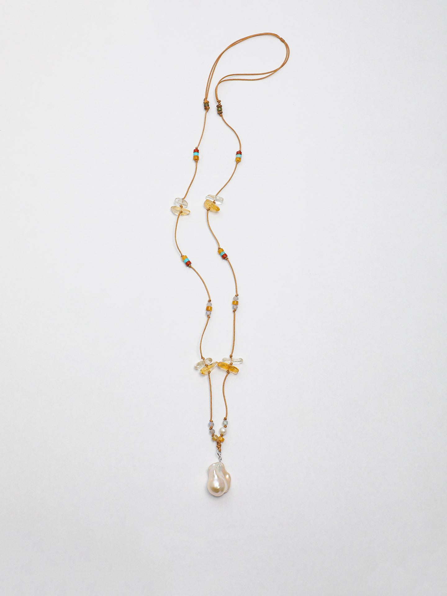 The Aurelia Baroque Pearl and Asymmetric Citrine Necklace