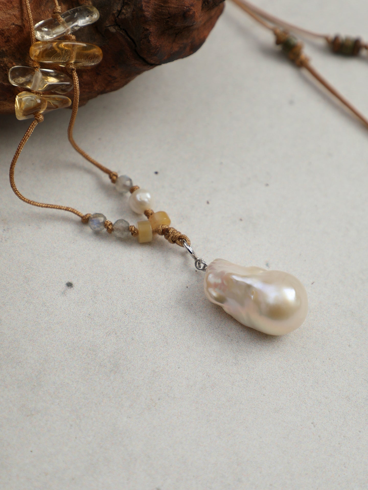 The Aurelia Baroque Pearl and Asymmetric Citrine Necklace