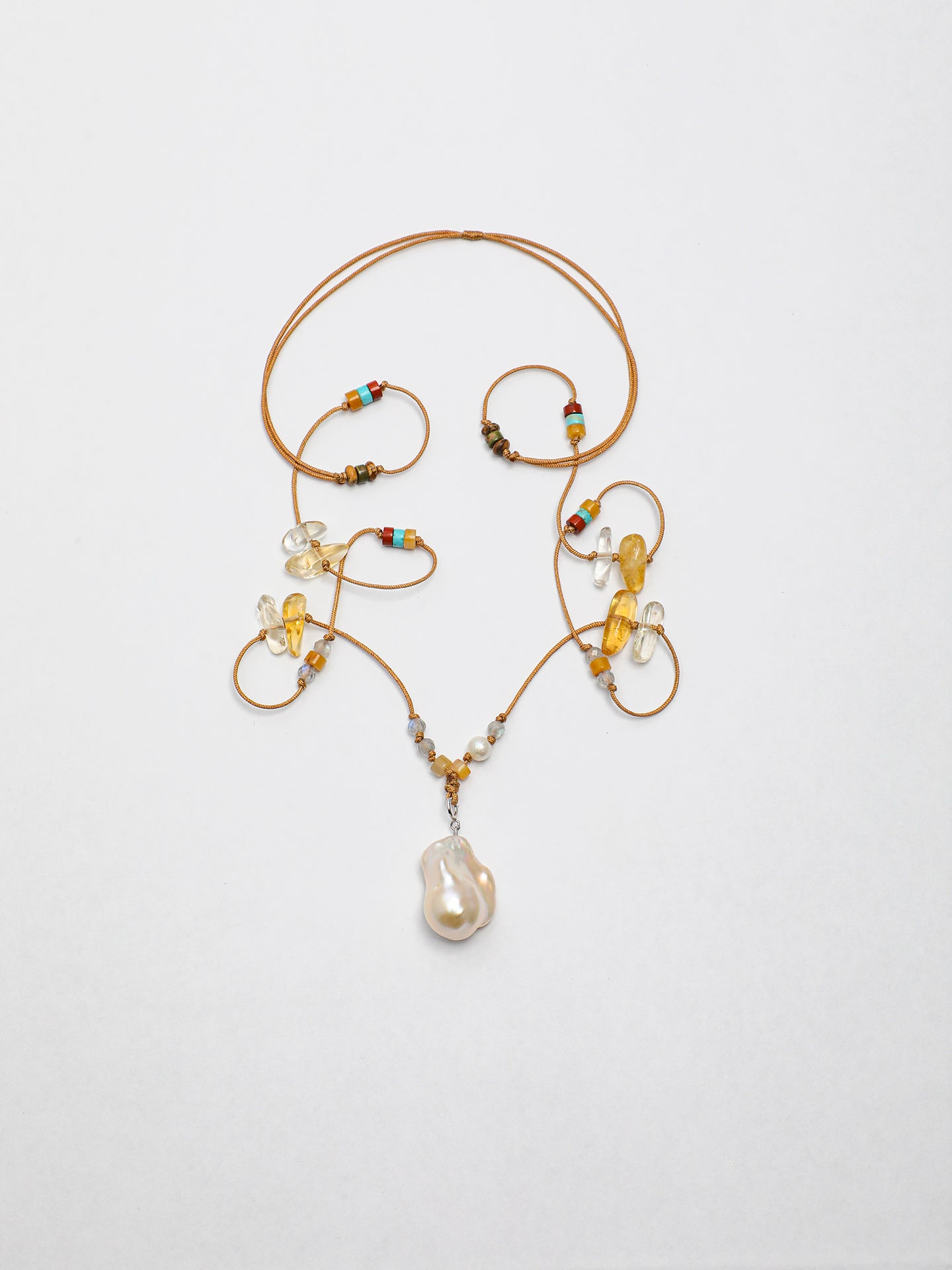 The Aurelia Baroque Pearl and Asymmetric Citrine Necklace