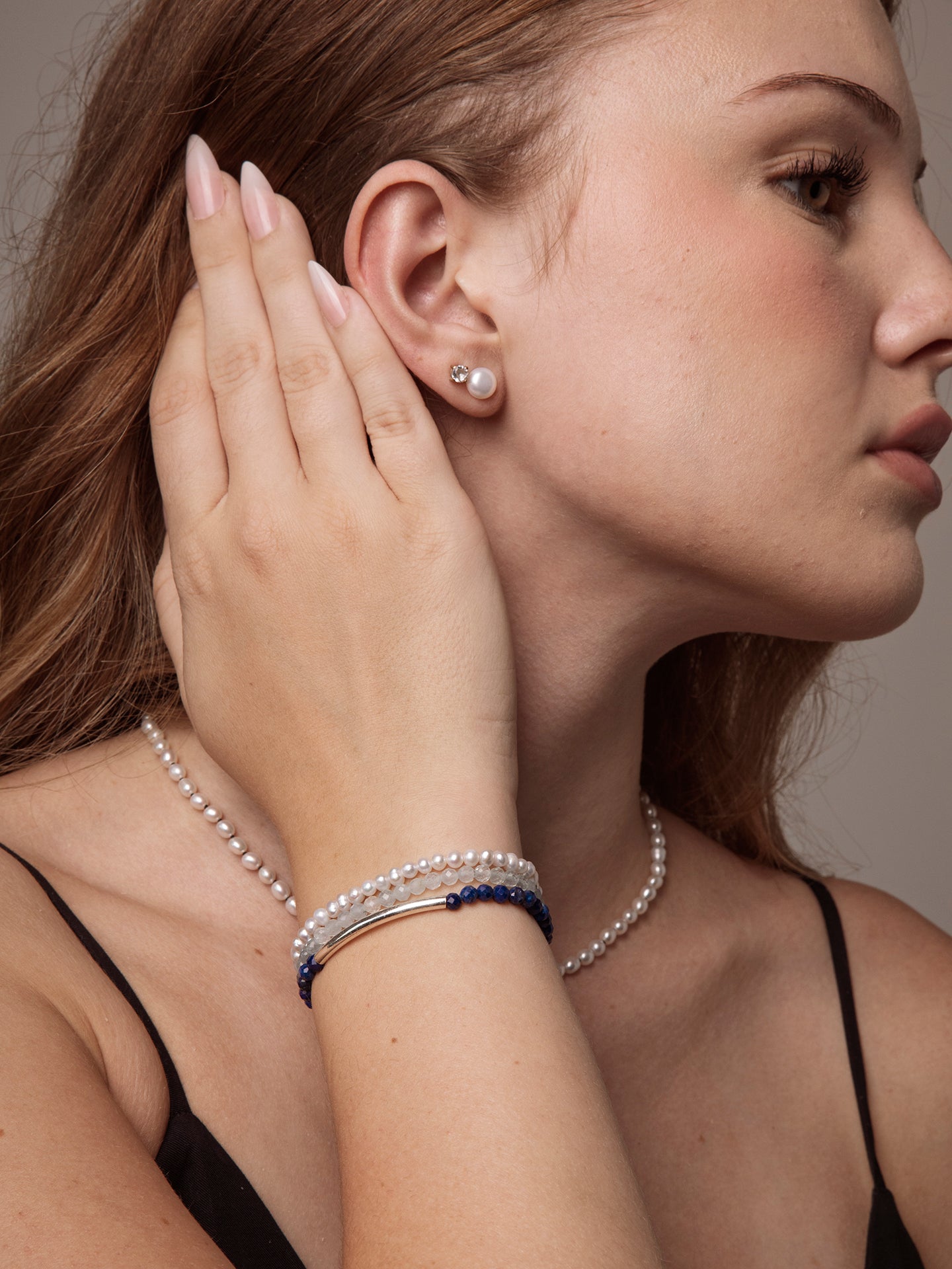 "Astra" Lapis & Aquamarine Triple Wrap Bracelet