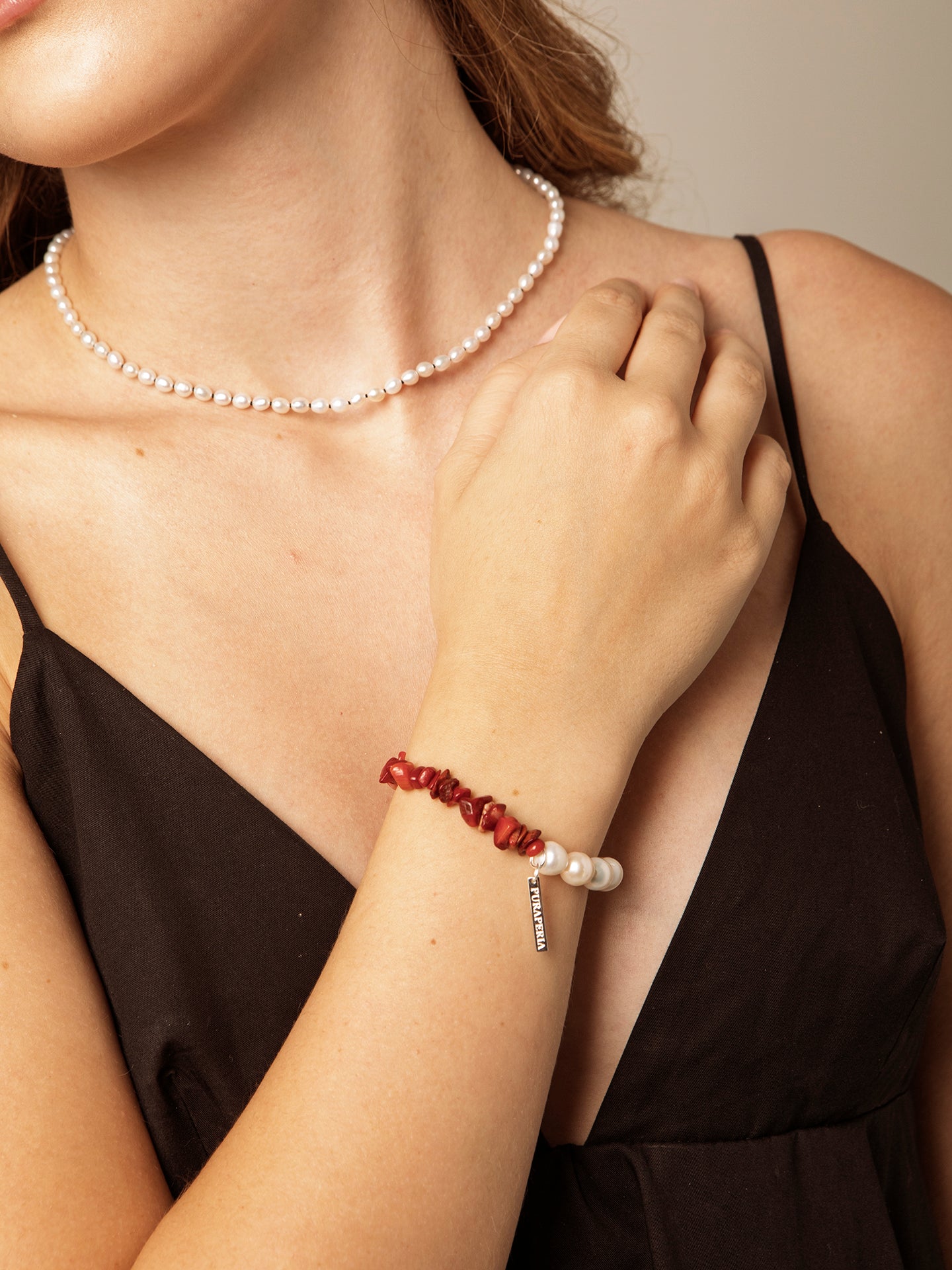The Riviera Crimson Coral and Baroque Pearl Strand