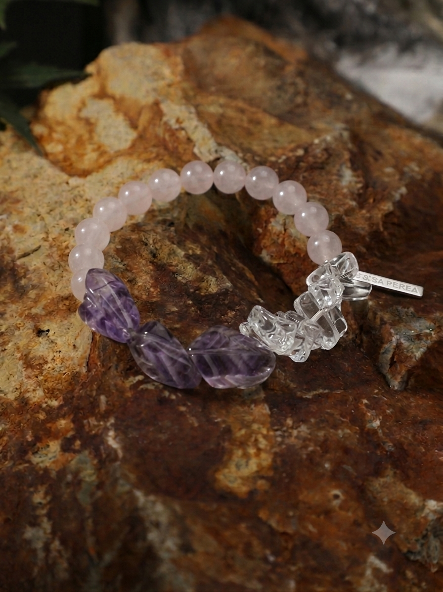 Amethyst & Rose Quartz Healing Crystal Bracelet