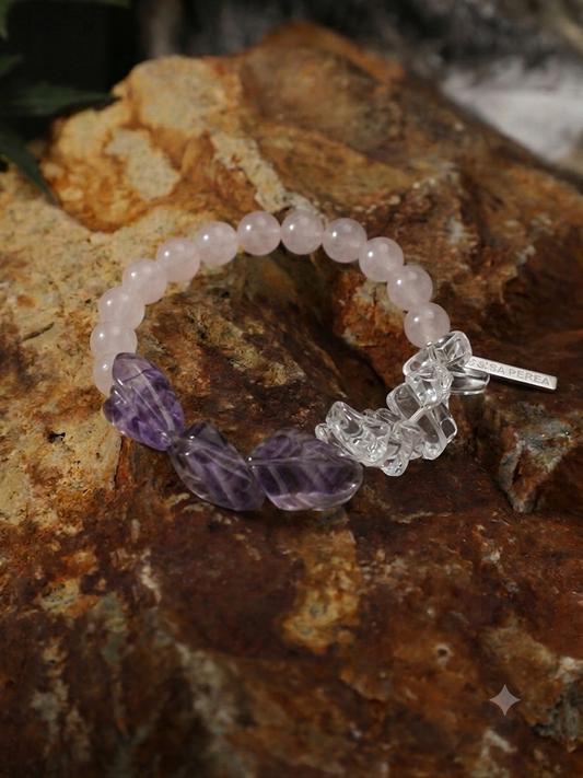 Amethyst & Rose Quartz Healing Crystal Bracelet
